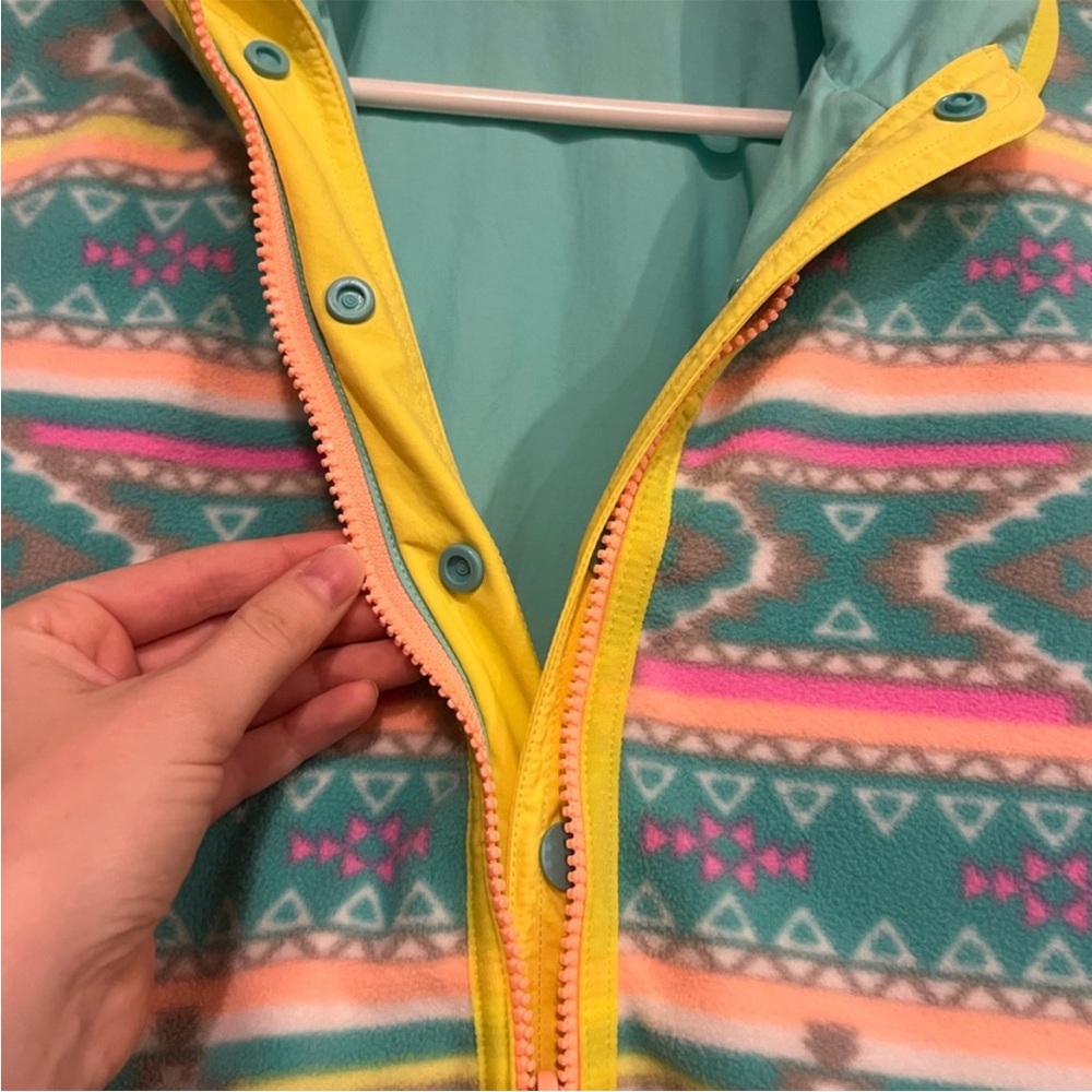 Chubbies Teal and Pink Reversible Fleece Pullover Size XS Unisex - Picture 4 of 5